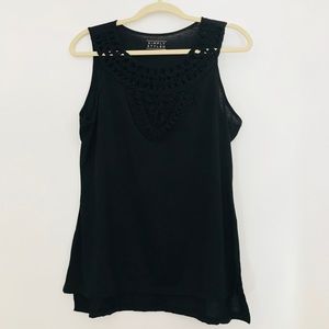 Sleeveless top with crochet neck detail